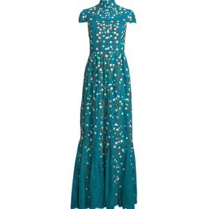 Alice + Olivia Arwen Embroidered Godet Gown